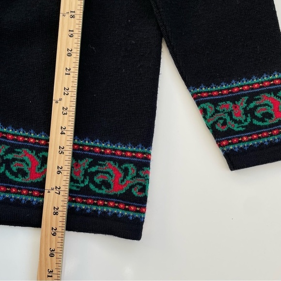 VINTAGE Pendleton 100% Virgin Wool Cardigan Sweater in Black Size Medium Tall - Picture 8 of 8